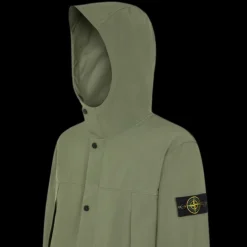 Blouson à capuche STONE ISLAND coton kaki Softshell bouton pression