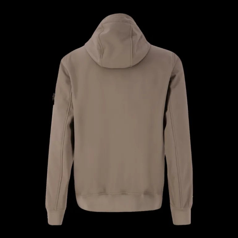 Blouson à capuche STONE ISLAND coton noisette Softshell bouton pression
