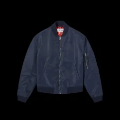 Blouson Bomber LOEWE nylon bleu marine Anagramme dos cuir