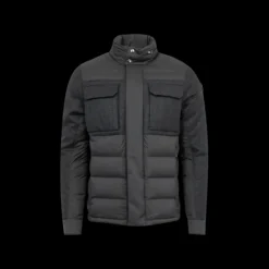 Blouson col montant MONCLER Vallanta flanelle stretch gris poches