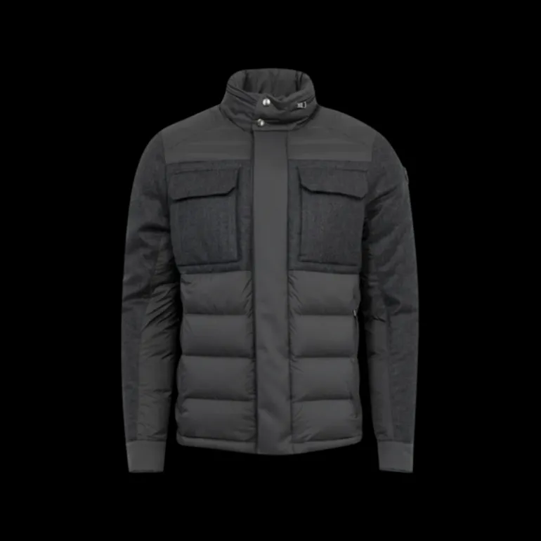 Blouson col montant MONCLER Vallanta flanelle stretch gris poches