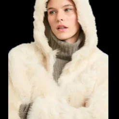 Blouson court à capuche YVES SALOMON agneau crème