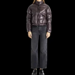 Blouson doudoune MONCLER Julier nylon bordeaux poche dos logo Grenoble