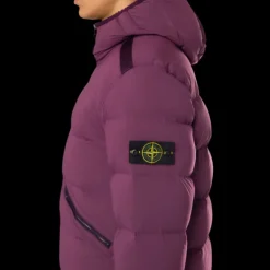Blouson doudoune STONE ISLAND à capuche nylon déperlant bordeaux mat