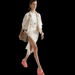 Blouson FENDI oversize viscose satin beige poche Baguette FF Métal