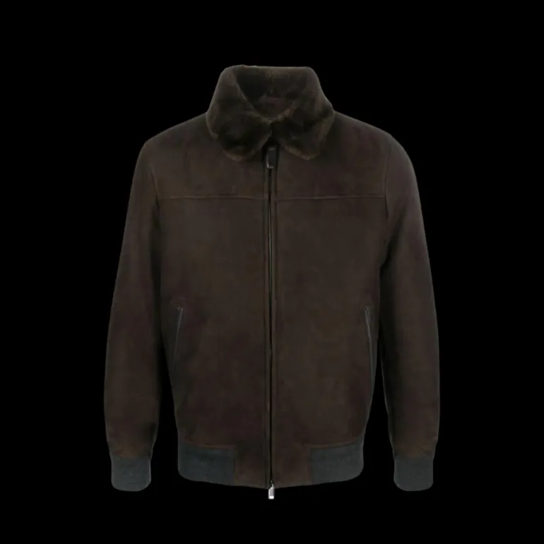 Blouson peau lainée agneau BRIONI Shearling marron