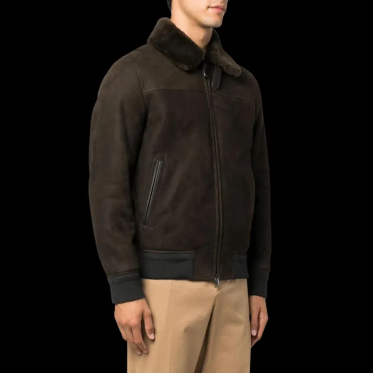 Blouson peau lainée agneau BRIONI Shearling marron