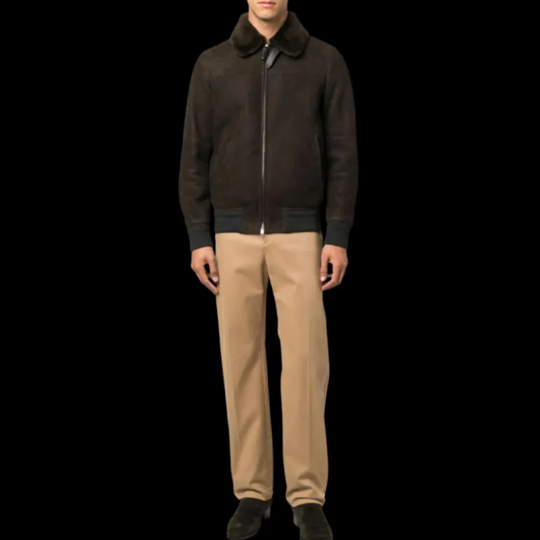 Blouson peau lainée agneau BRIONI Shearling marron