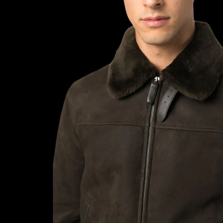 Blouson peau lainée agneau BRIONI Shearling marron