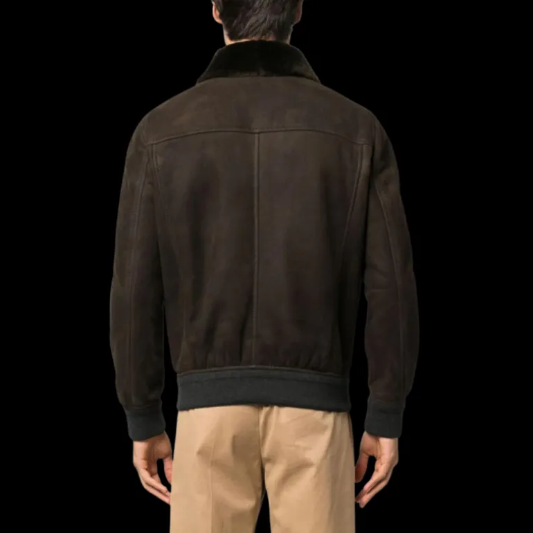 Blouson peau lainée agneau BRIONI Shearling marron