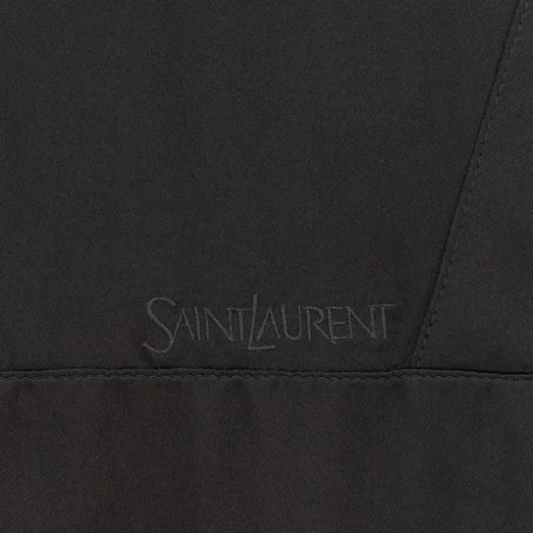 Blouson Teddy SAINT LAURENT bomber satin noir broderie Saint Laurent