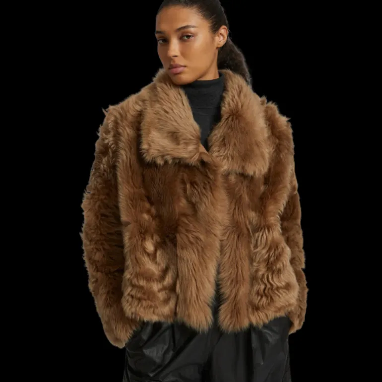 Blouson Veste crochet YVES SALAMON Toscane couleur sarrasin camel