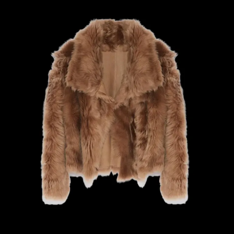 Blouson Veste crochet YVES SALAMON Toscane couleur sarrasin camel