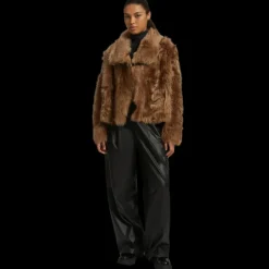 Blouson Veste crochet YVES SALAMON Toscane couleur sarrasin camel