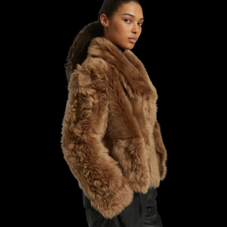 Blouson Veste crochet YVES SALAMON Toscane couleur sarrasin camel