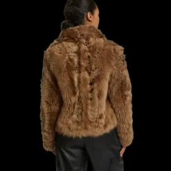 Blouson Veste crochet YVES SALAMON Toscane couleur sarrasin camel