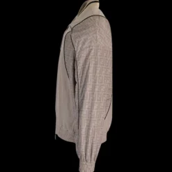blouson veste zippée FENDI nylon beige monogramme FF