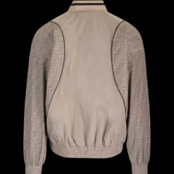 blouson veste zippée FENDI nylon beige monogramme FF