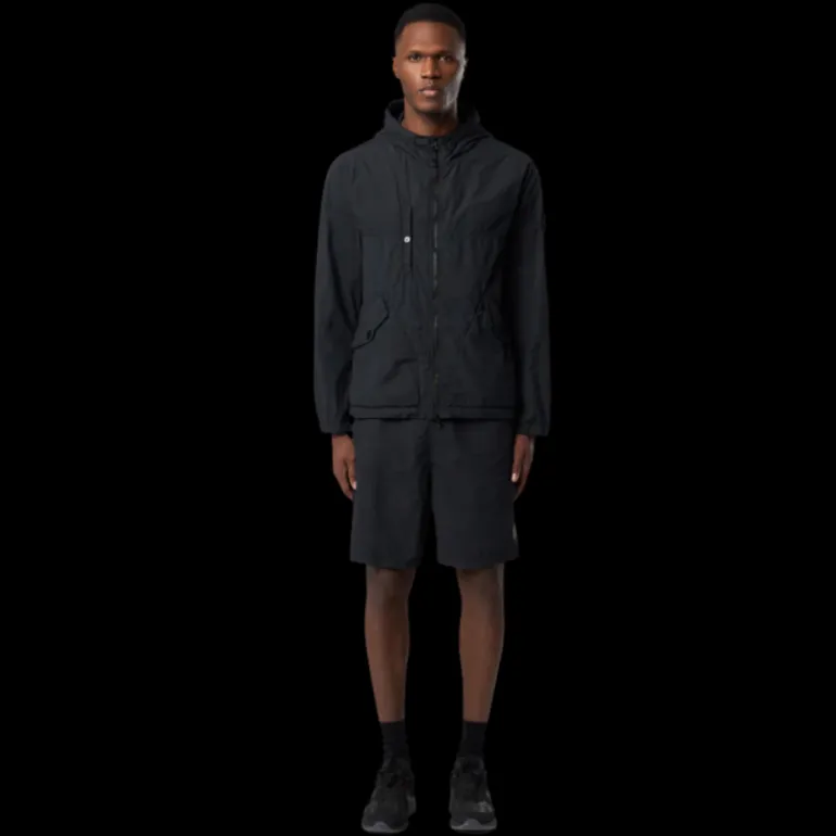 Blouson zippé à capuche STONE ISLAND Ghost nylon noir badge noir