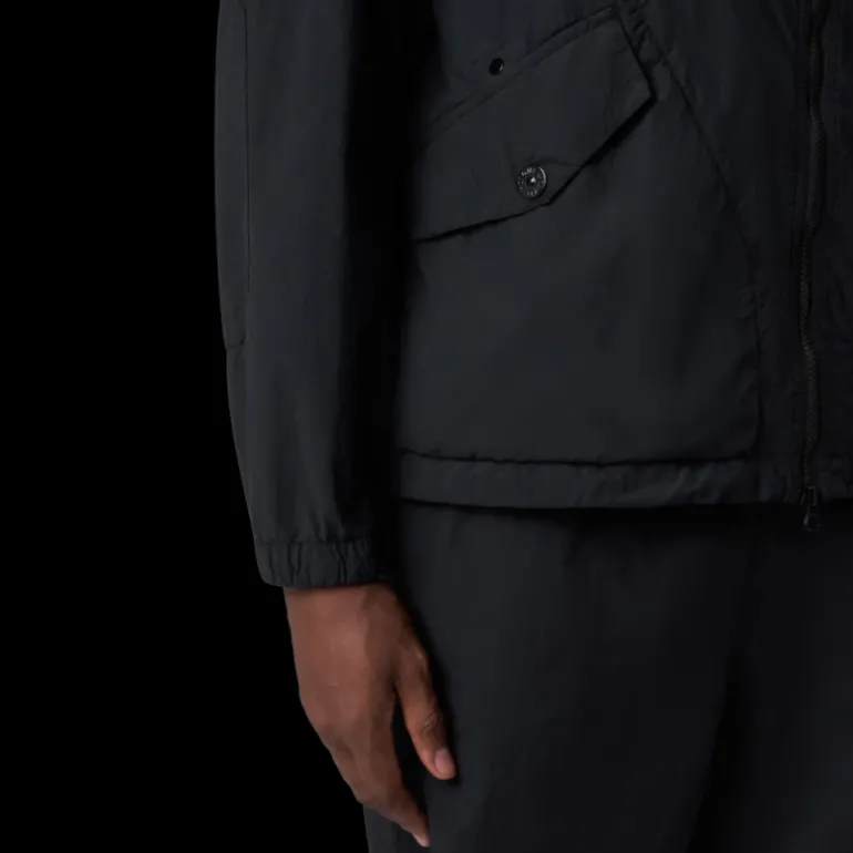 Blouson zippé à capuche STONE ISLAND Ghost nylon noir badge noir