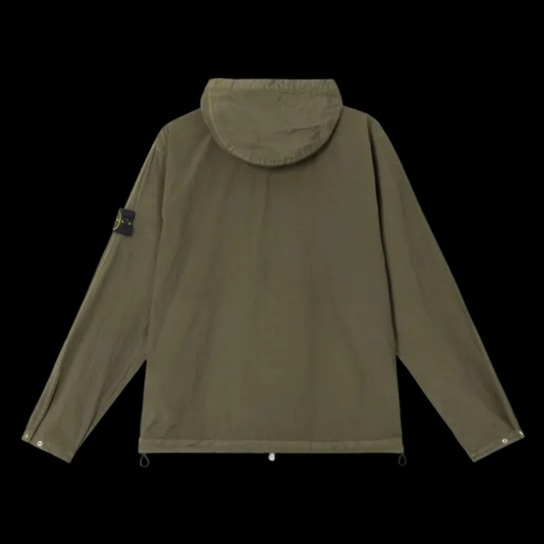 Blouson zippé à capuche STONE ISLAND nylon métal Econyl vert kaki