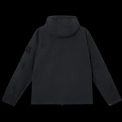 Blouson zippé à capuche STONE ISLAND Ghost nylon noir badge noir
