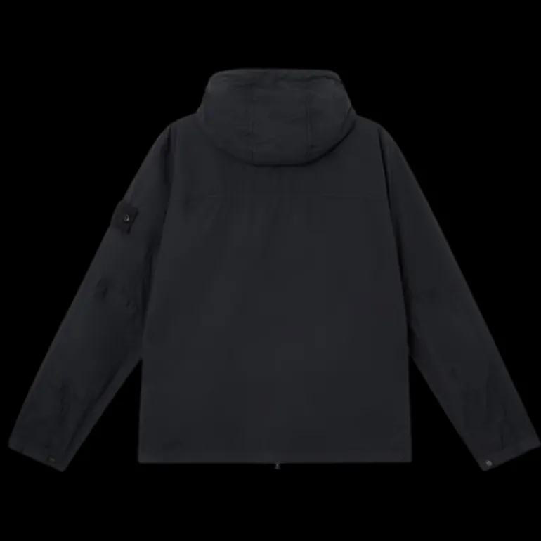 Blouson zippé à capuche STONE ISLAND Ghost nylon noir badge noir