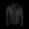 Blouson zippé BRIONI cuir grainé noir