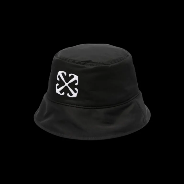 Bob noir OFF WHITE broderie Arrows Flèche Croix Blanc