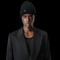 Bonnet AMIRI laine mérinos noire logo MA émail