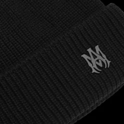 Bonnet AMIRI laine mérinos noire logo MA émail