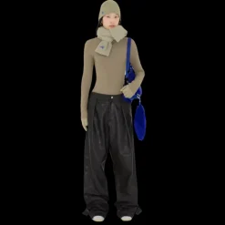 Bonnet BURBERRY cachemire côtelé argile broderie Equestrian Knight bleu