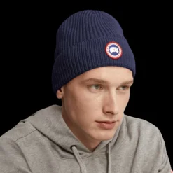 Bonnet CANADA GOOSE Arctic Rib laine mérinos bleu marine