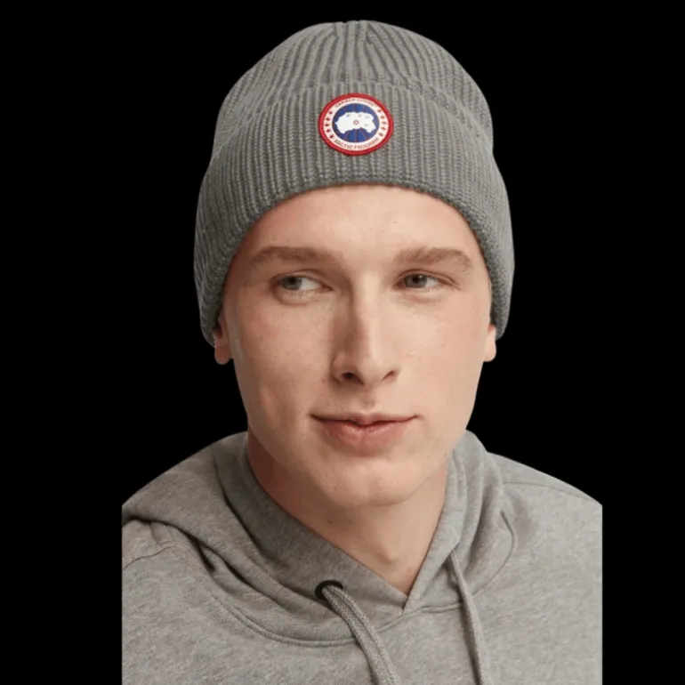 Bonnet CANADA GOOSE Arctic Rib laine mérinos gris