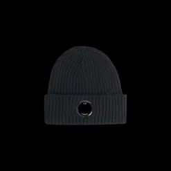 Bonnet CP COMPANY Lentille Laine Mérinos Extra Fin Noir