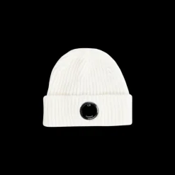 Bonnet CP COMPANY Lentille Laine Mérinos Extra Fine Blanc