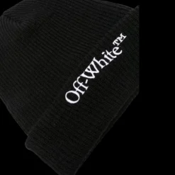 Bonnet laine noire broderie OFF WHITE blanc