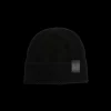 Bonnet LANVIN laine noire patch logo cuir