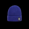 Bonnet STONE ISLAND laine vierge bleu électrique Rose des vents Revers