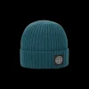 Bonnet STONE ISLAND laine vierge pétrole Rose des vents Revers