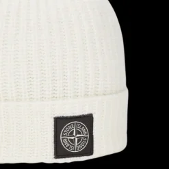 Bonnet STONE ISLAND laine vierge écru Rose des vents Revers