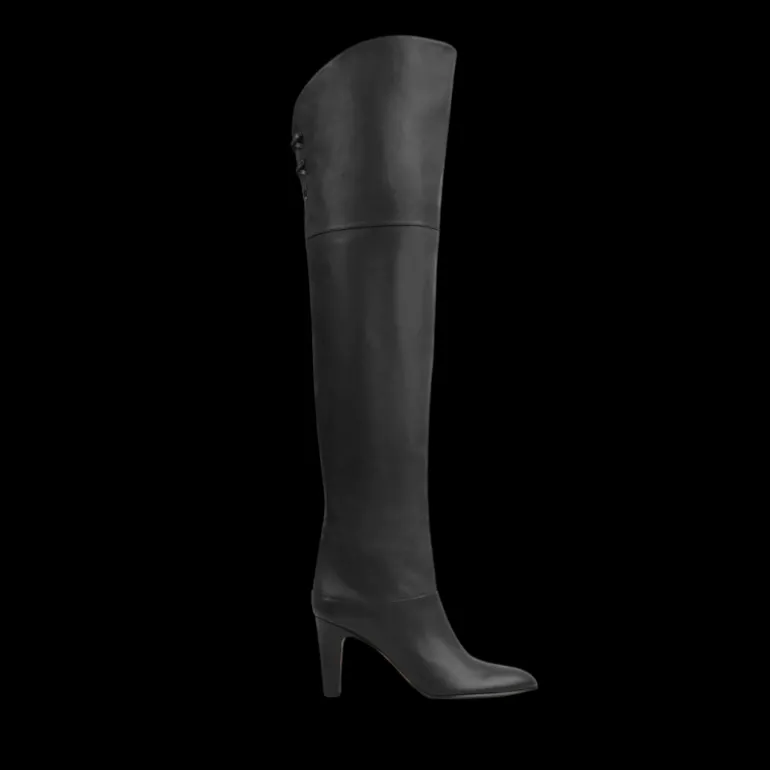 Bottes Cuissardes CHLOE Eve cuir veau brillant noir