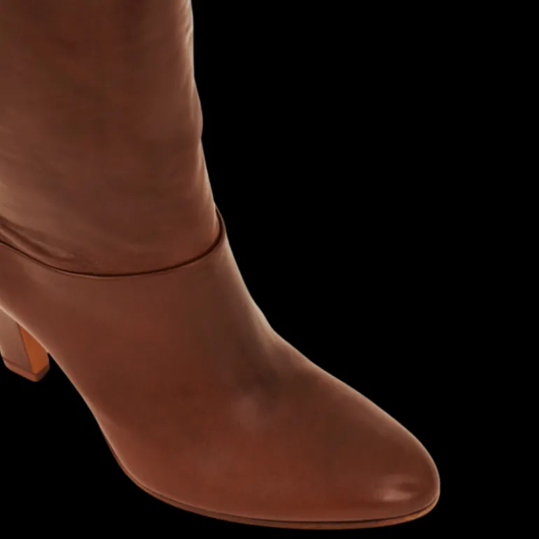 Bottes Cuissardes CHLOE Eve cuir veau brillant marron foncé