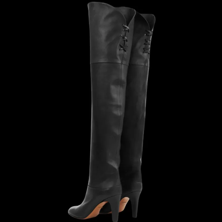 Bottes Cuissardes CHLOE Eve cuir veau brillant noir