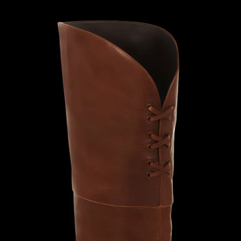 Bottes Cuissardes CHLOE Eve cuir veau brillant marron foncé