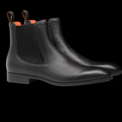 Bottines boots SANTONI Chelsea cuir noir