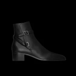 BOTTINES CUIR NOIR+SANGLE