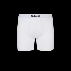 Boxer ALEXANDER MCQUEEN coton blanc graffiti signature noire