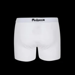 Boxer ALEXANDER MCQUEEN coton blanc graffiti signature noire