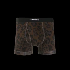 Boxer TOM FORD coton stretch noir marron imprimé léopard